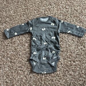 Gray Bear Print Onesie